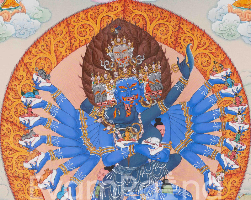 Hevajra With Consort Nairatmya Thangka Print | Buddhist Yidam Art