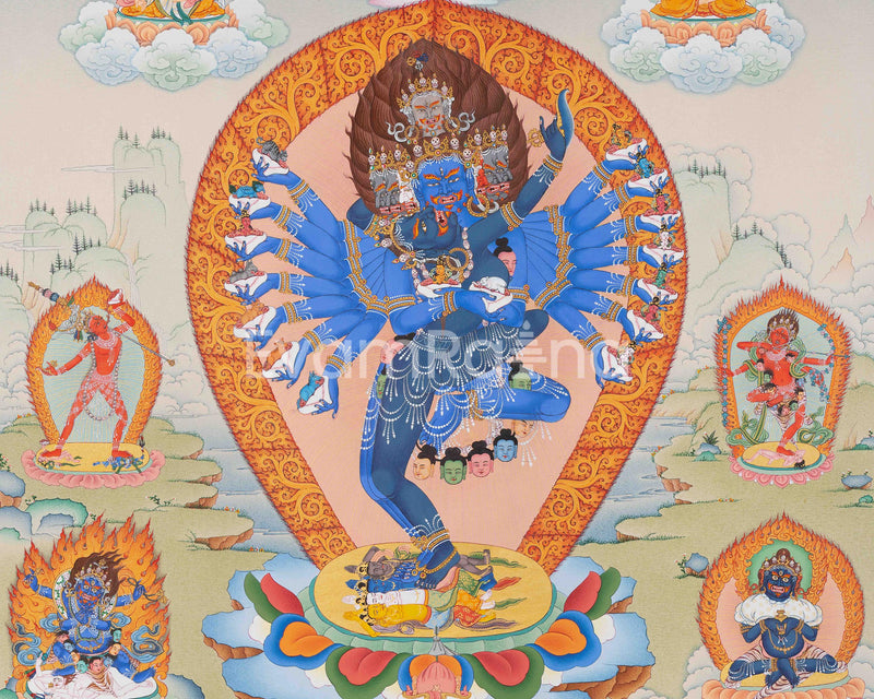 Hevajra With Consort Nairatmya Thangka Print | Buddhist Yidam Art