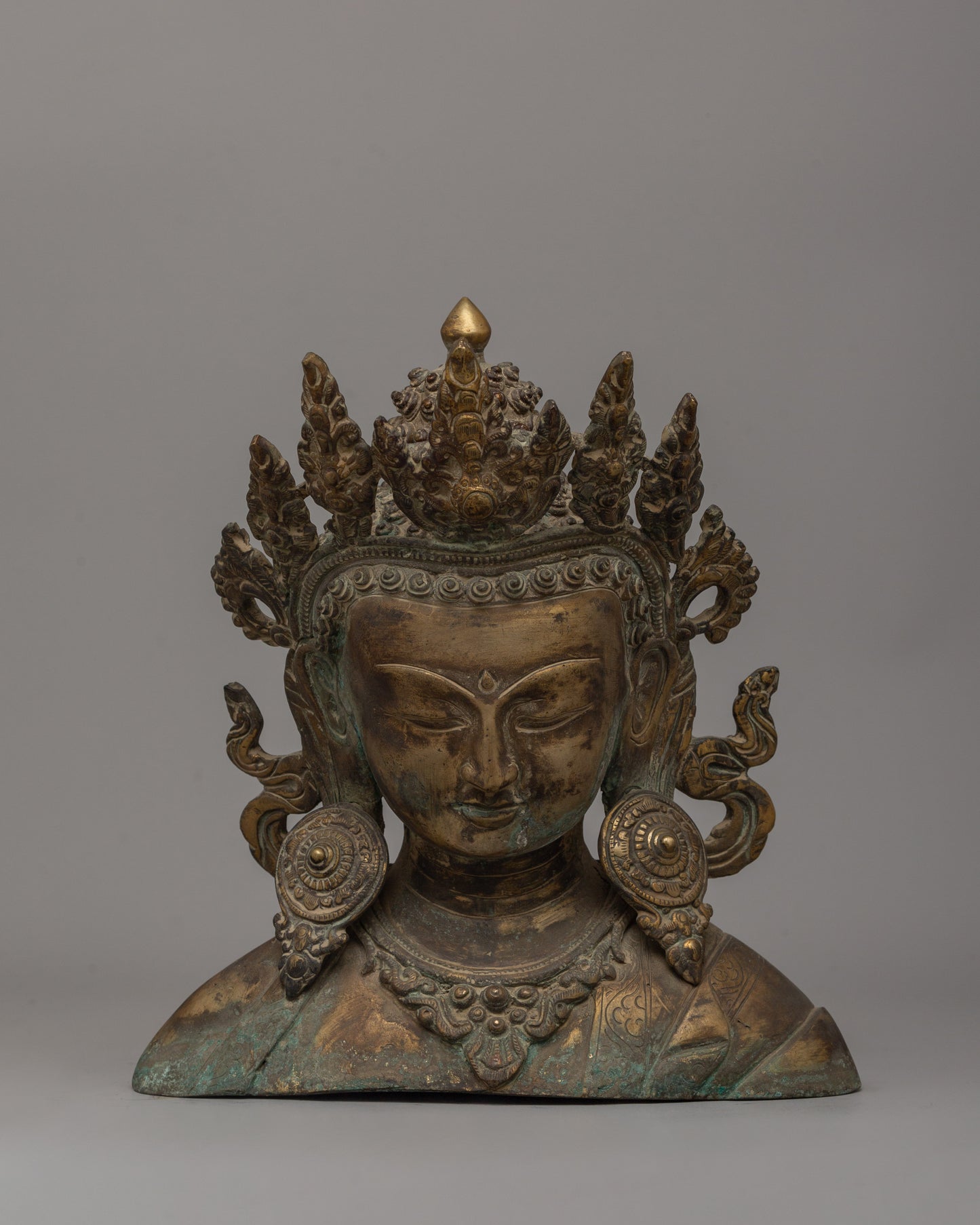 Copper Body Buddha Head Decor