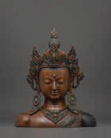 Crowned Buddha Head Sculpture