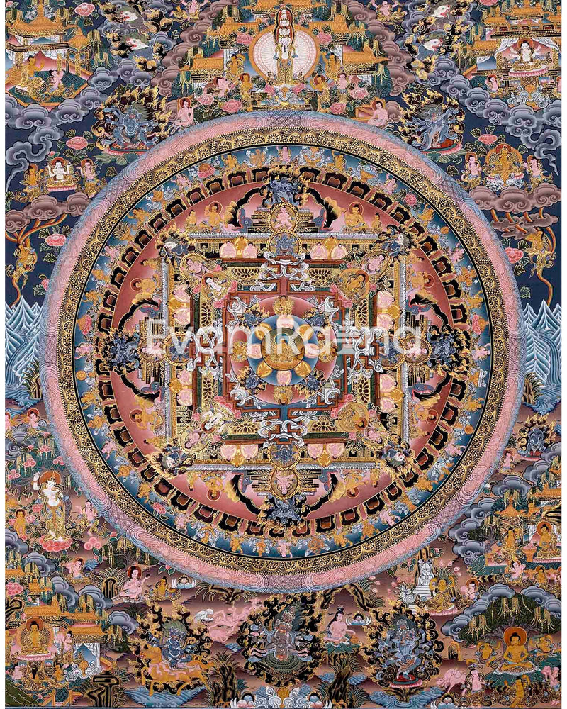 Original Hand-Painted Heruka Mandala Thangka | Tibetan Buddhist Meditation And Yoga Art |