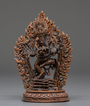 Tantric Protector Hevajra Statue | Oxidized Copper Tibetan Deity Sculpture