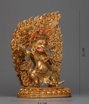 Majestic Vajrapani Kadampa Statue | 24K Gold Gilded Dharmapala
