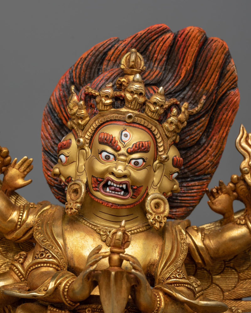 Gold Gilded Buddhist Statue | Authentic Handmade Statue of Vajrakumara