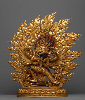 Gold Gilded Buddhist Statue | Authentic Handmade Statue of Vajrakumara