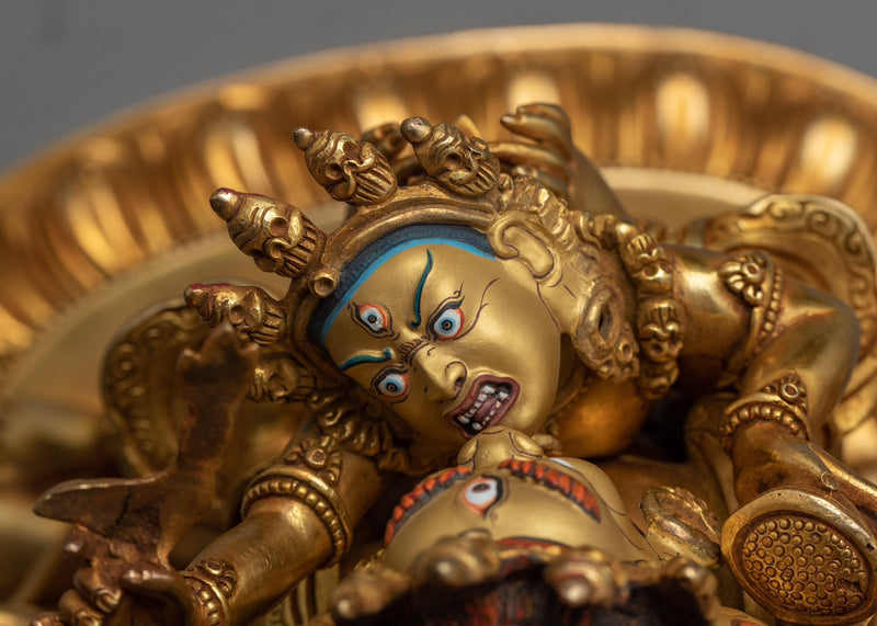 Gold Gilded Buddhist Statue | Authentic Handmade Statue of Vajrakumara