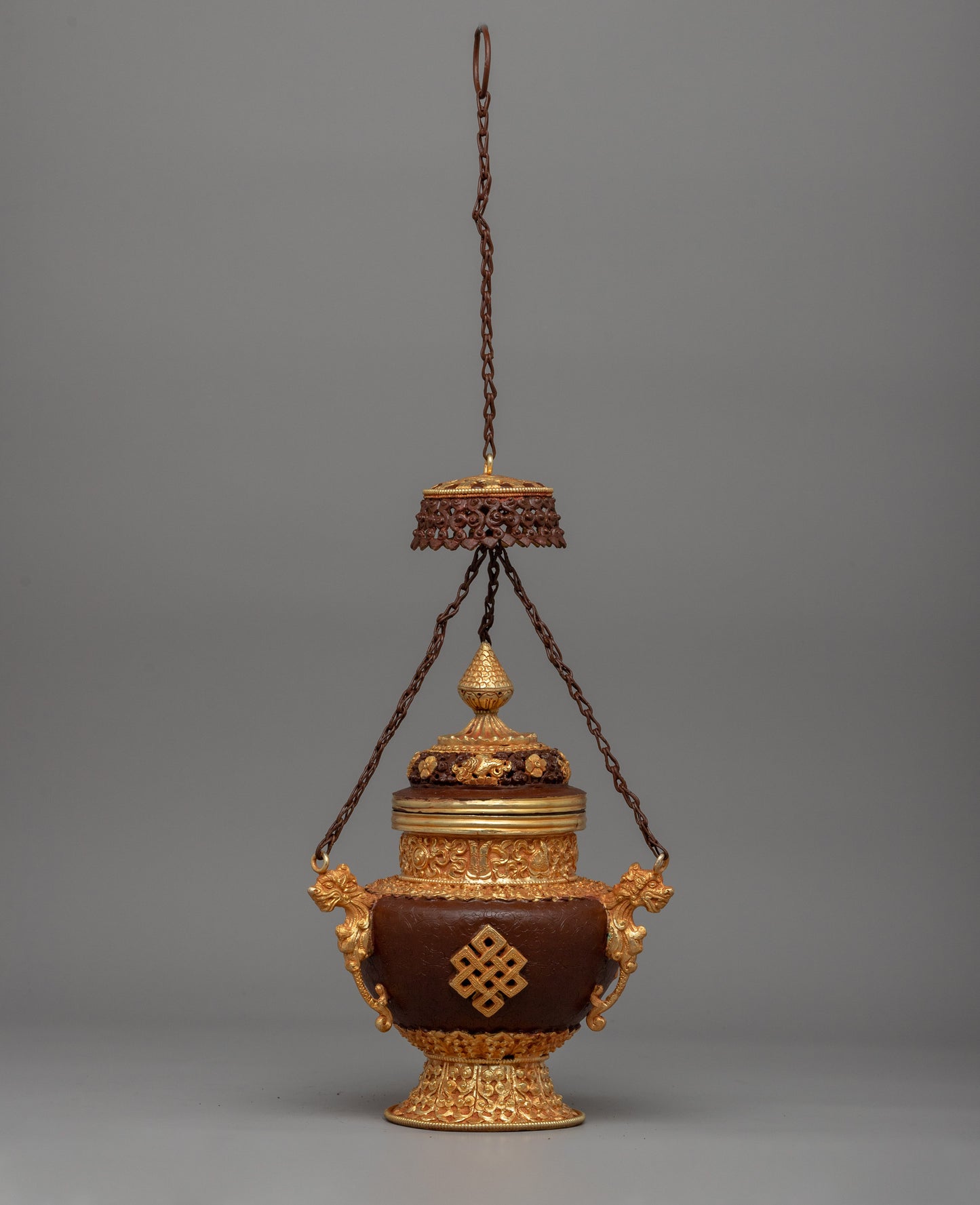 Buddhist Hanging Incense Burner | Traditional Vajrayana Burner With Copper and Gold-Plated