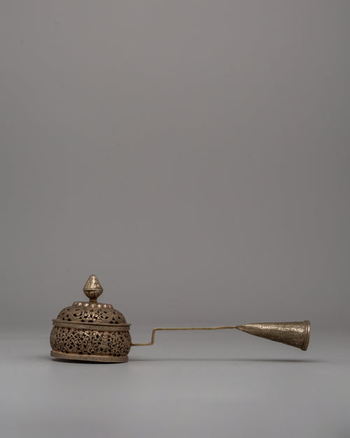 Incense Burner with Handle | 80% Silver Buddhist Incense Burner