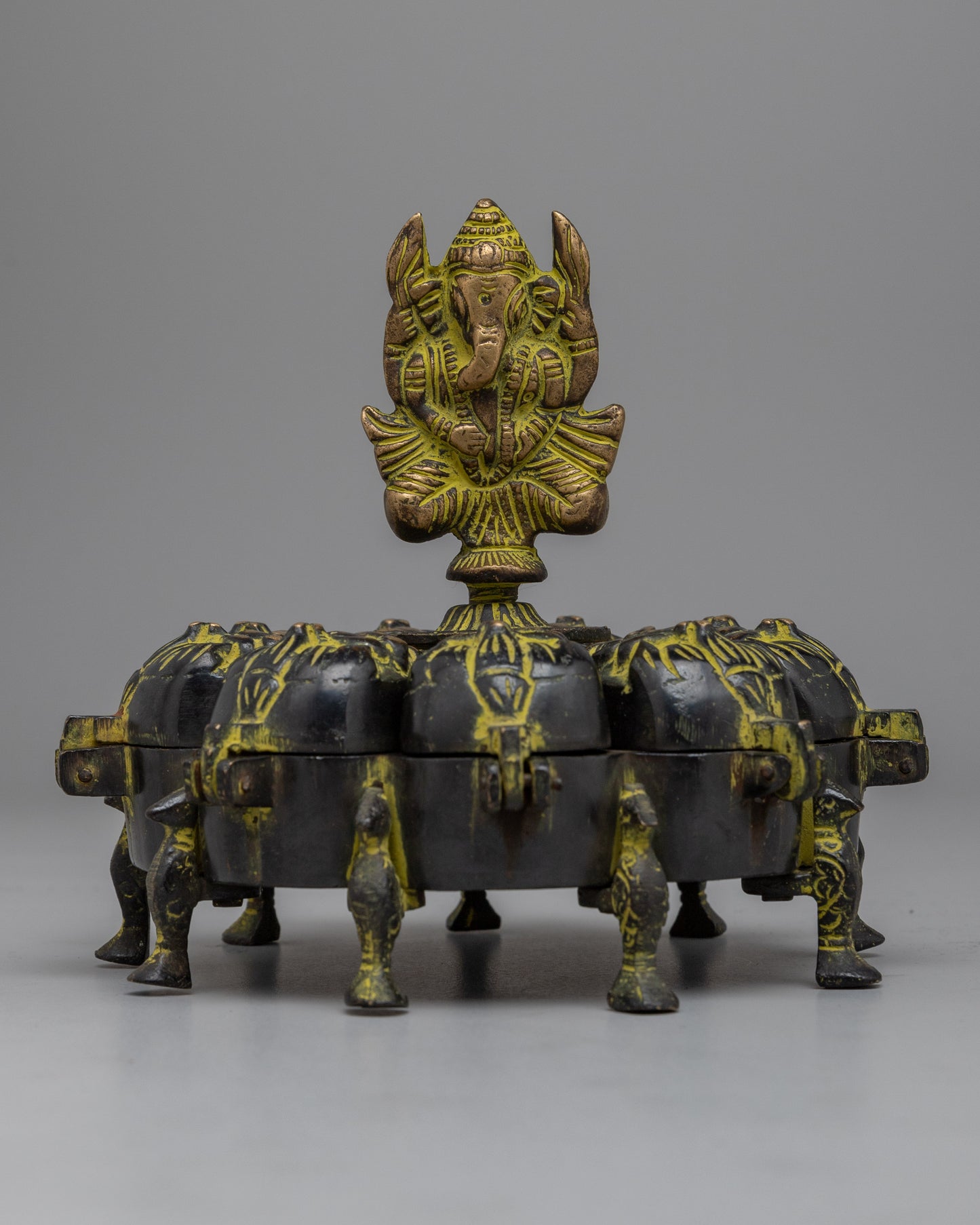 Ganesh Brass Tikka Box | Keep Your Sacred Powders in Divine Grace