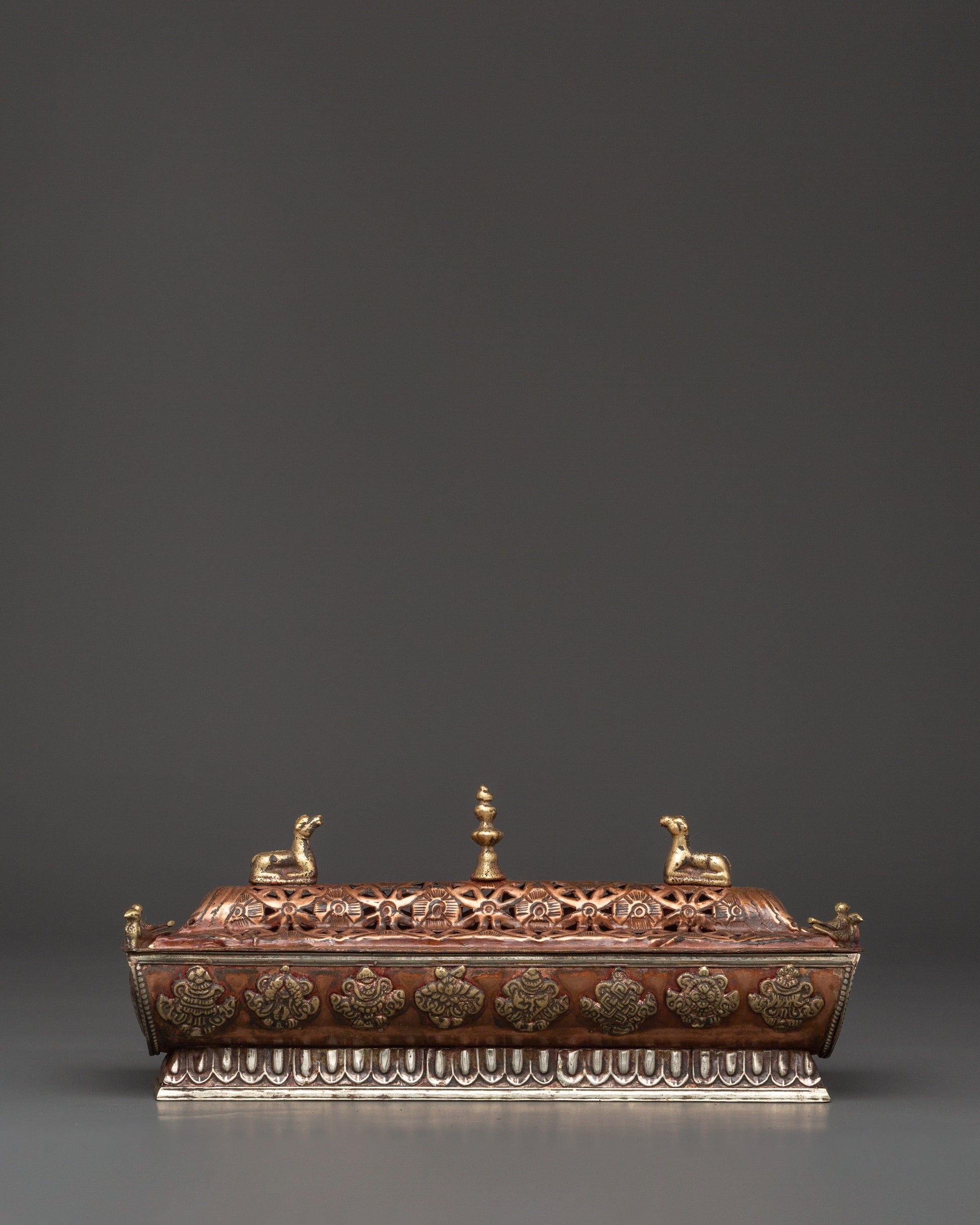 Tibetan Incense Burner with Auspicious Symbols
