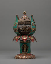 Lotus Design Incense Burner | Handcrafted Copper Buddhist Censer