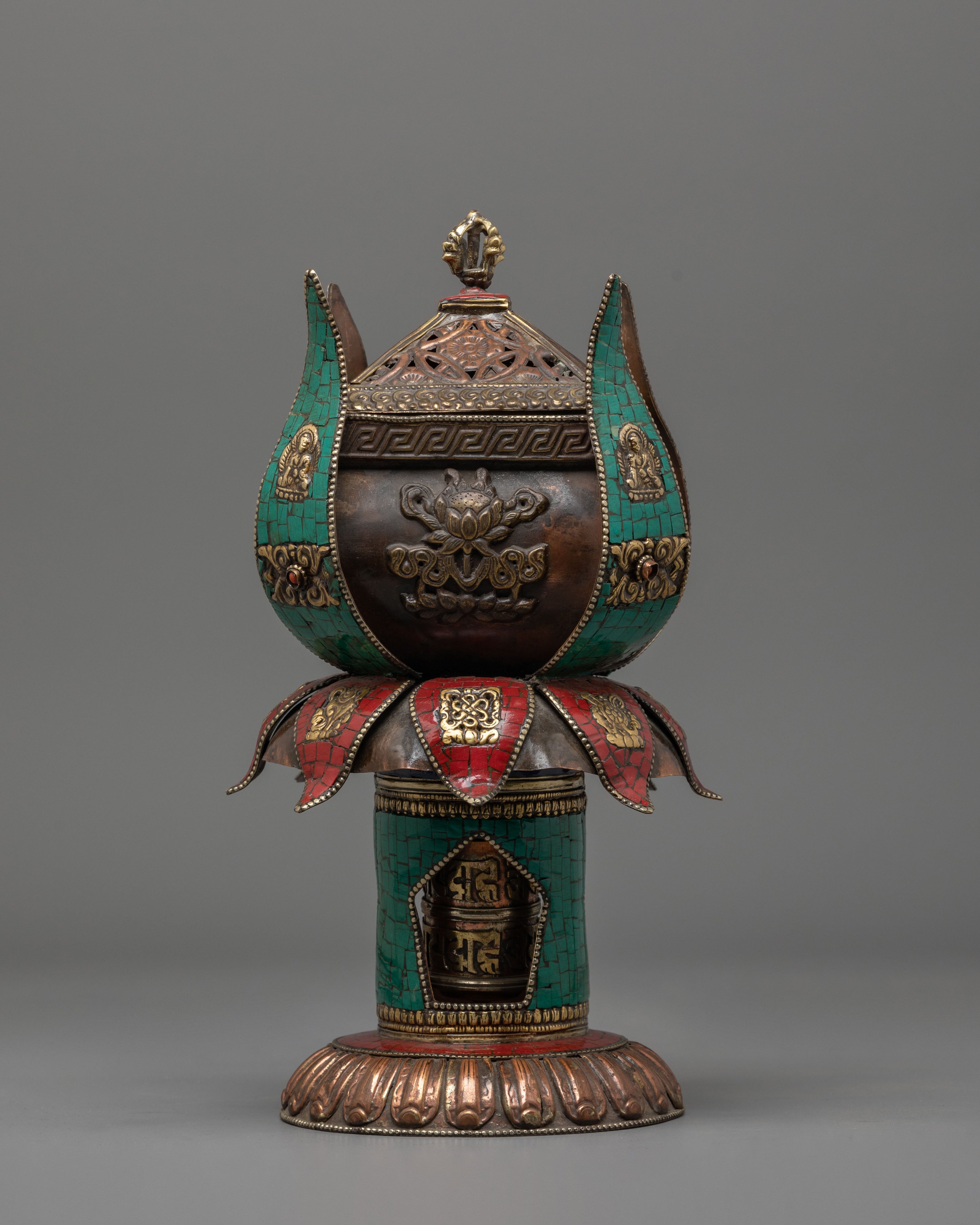 Lotus Design Incense Burner | Handcrafted Copper Buddhist Censer