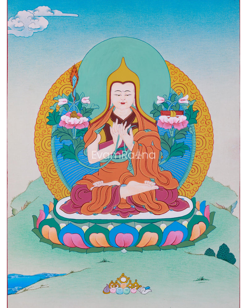 Tsongkhapa Thangka | Traditional Acrylic Art