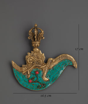 Tibetan Brass Kartika Knife | Sacred Ritual Dagger with Coral & Turquoise