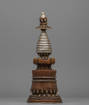 Tibetan Stupa with Silver Plating 