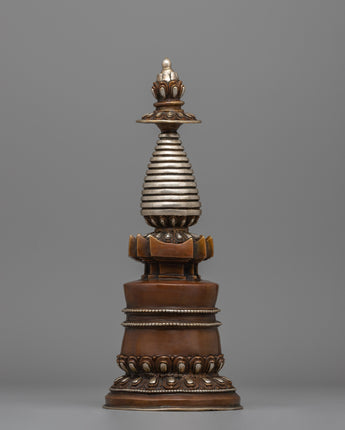 Tibetan Stupa with Silver Plating
