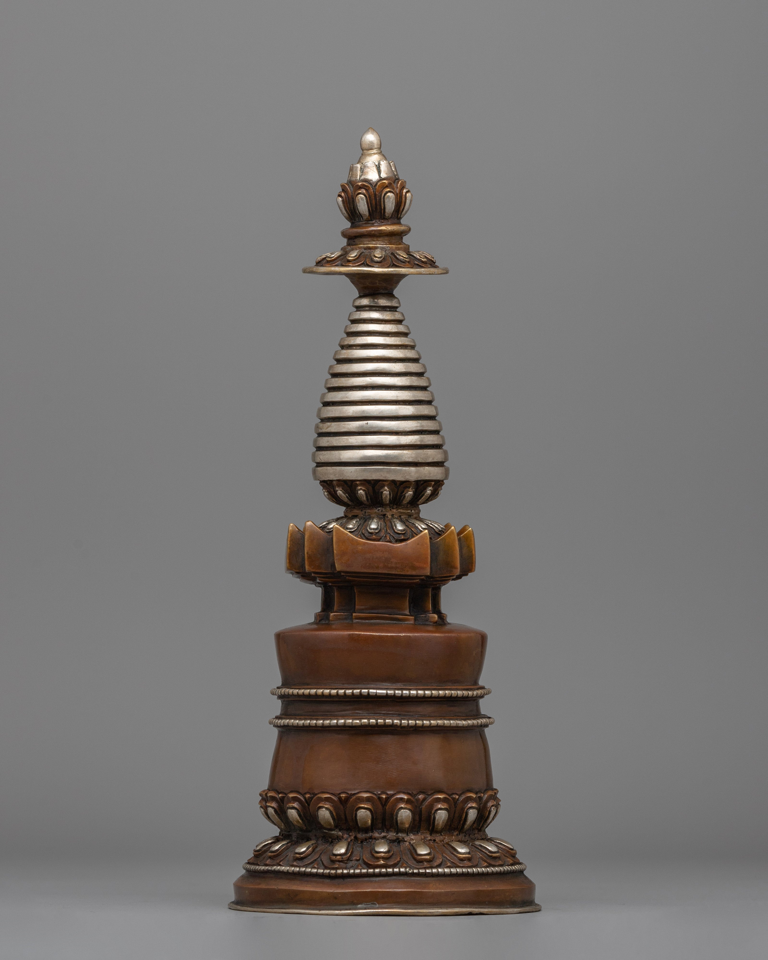 Tibetan Stupa with Silver Plating
