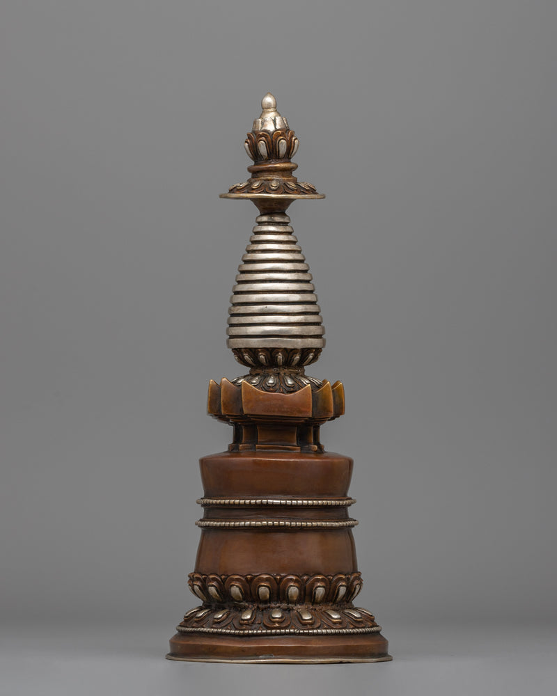 Tibetan Stupa with Silver Plating 