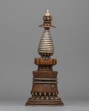 Copper Kadampa stupa with Silver-Plated