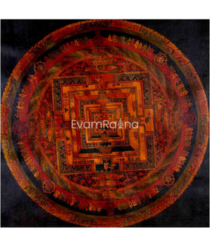 Oil Varnished Kalachakra Mandala Thangka Painting