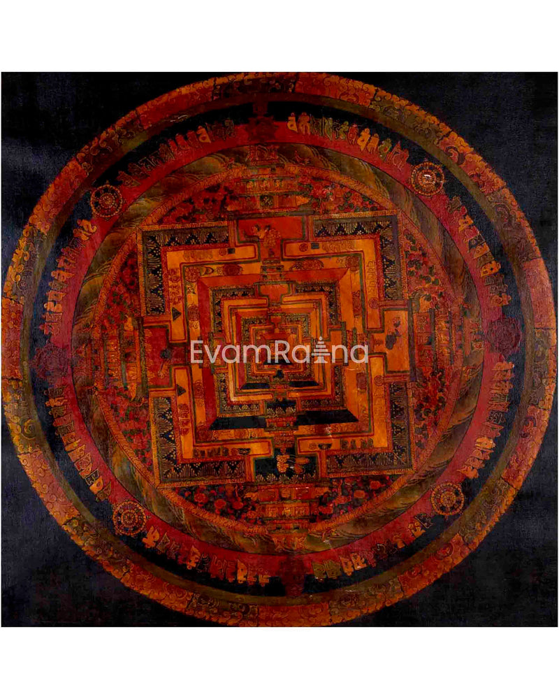 Oil Varnished Kalachakra Mandala Thangka Painting