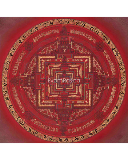 Kalachakra Mandala With A Red Background