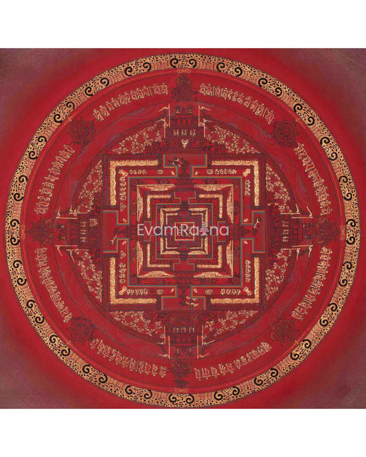 Kalachakra Mandala With A Red Background