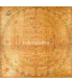 Original Hand Painted Full 24K Gold Style Kalachakra Mandala Tibetan Thangka