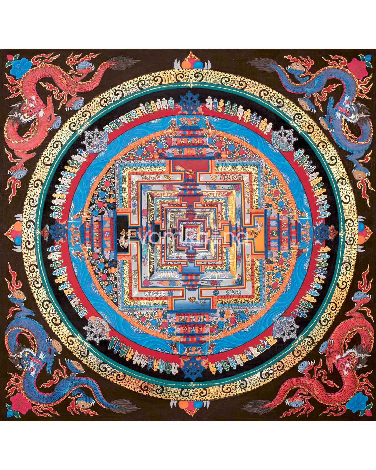 Dragon Kalachakra Mandala Thangka | Wall Hanging Yoga Meditation Canvas Art