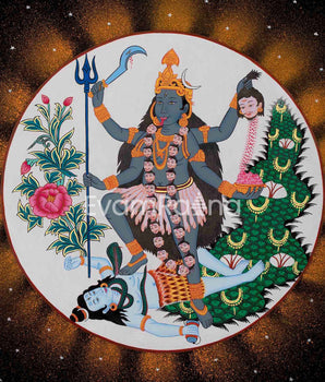 Kali Deity Thangka Painting | Handcrafted Expression of Power and Grace | Original Hand Painted Thangka Art |
