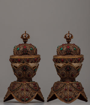 Tibetan Copper Skull Cup Set