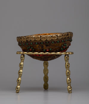 8 Auspicious Symbols Crafted Kapala Bowl