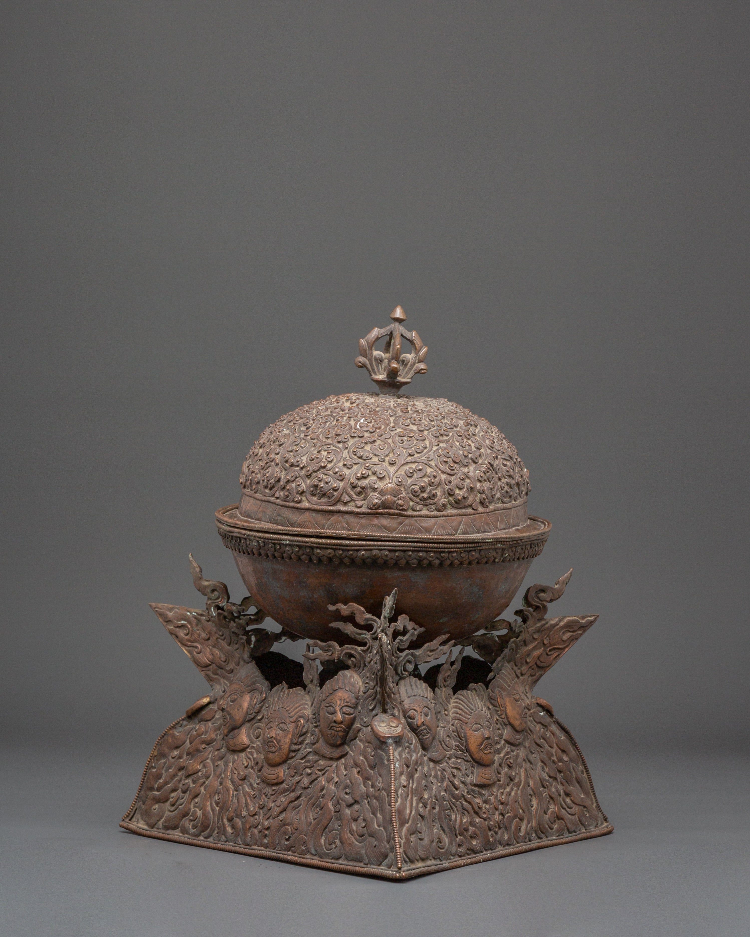Copper Ritual Kapala | Tibetan Buddhist Skull Cup Offering Bowl – Evamratna