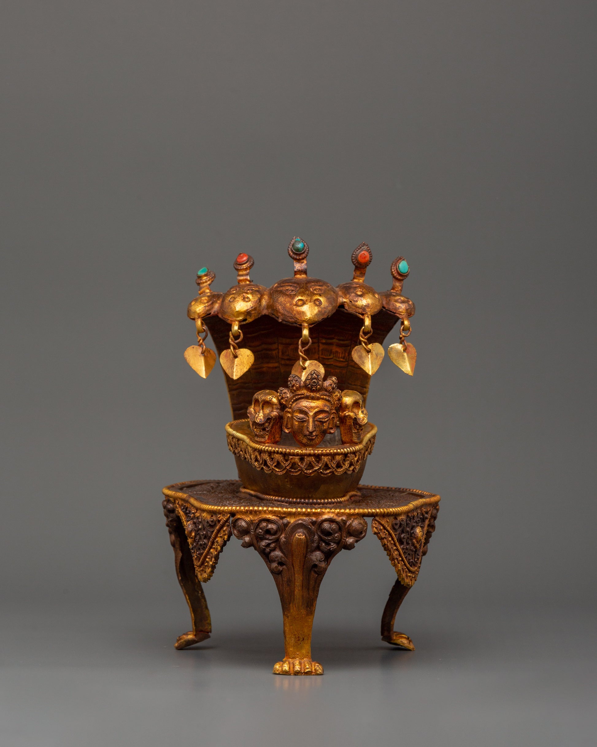 Kapala Skull Cup with Coral & Turquoise