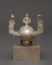 Silver Plated Brass Kapala Skull Cup | Sacred Tantric Tool for Buddhist Rituals