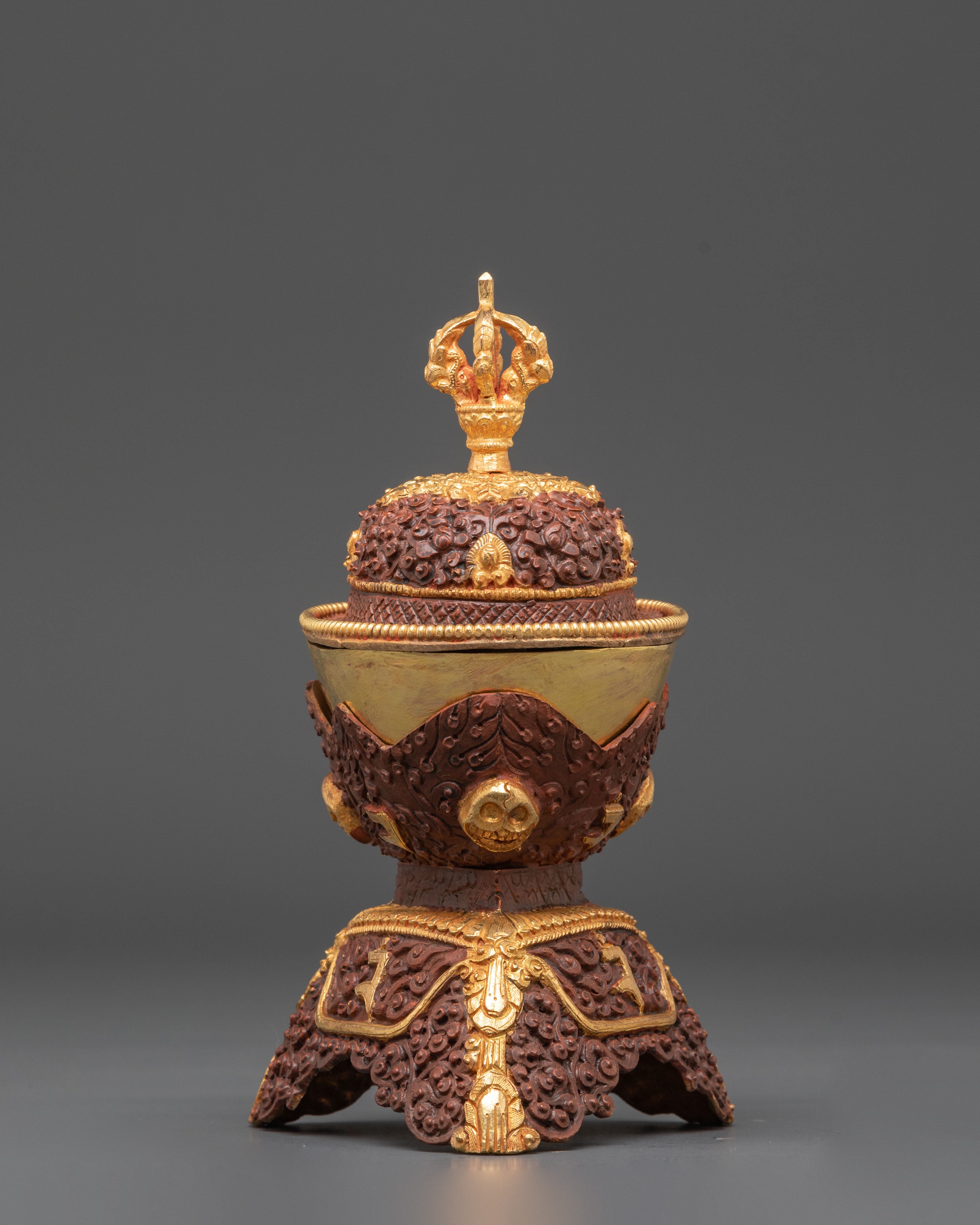Oxidized Copper Kapala | Gold Plated Kapala