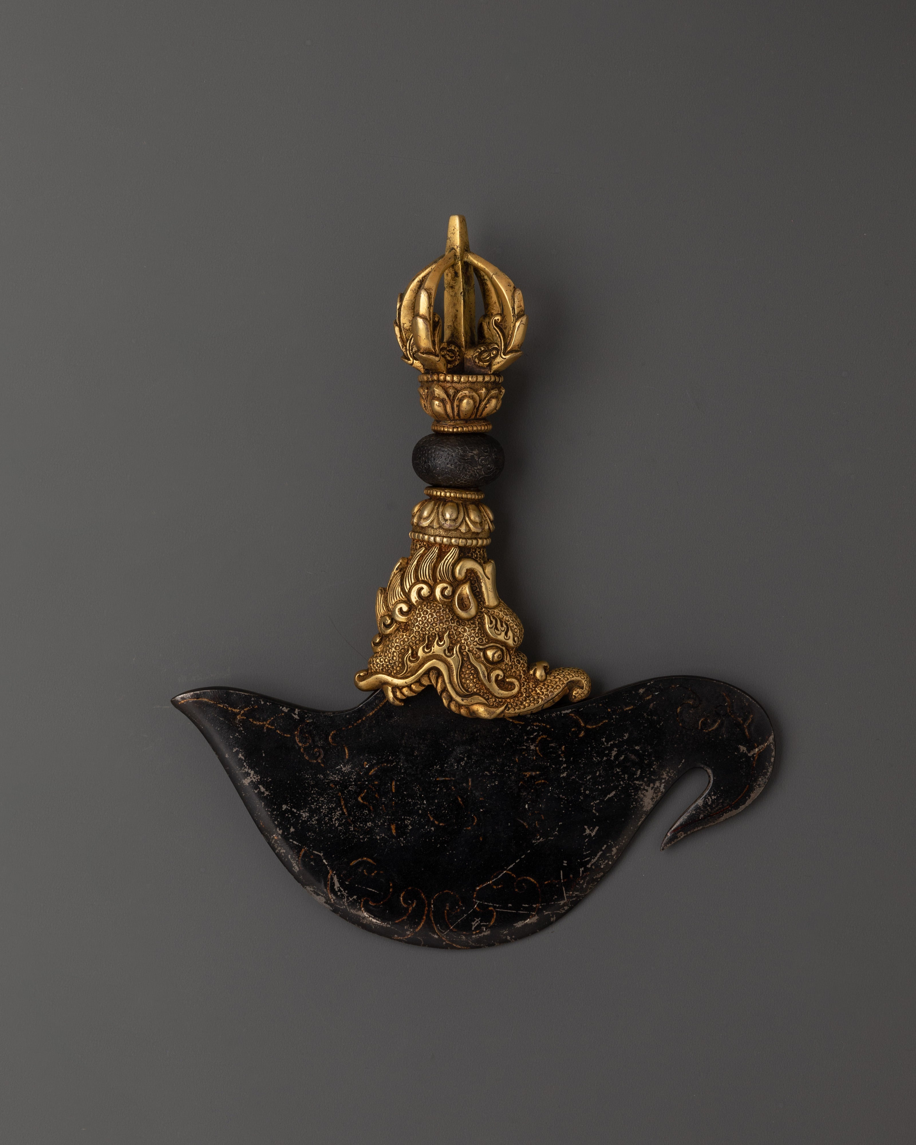 Tibetan Buddhist Ritual Kartika Knife | Handmade Brass and Iron Body