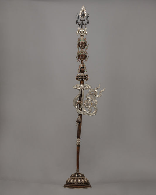 Sacred Khatvanga Staff for Buddhist Rituals