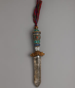 Tibetan Phurba Dagger with Crystal Blade 