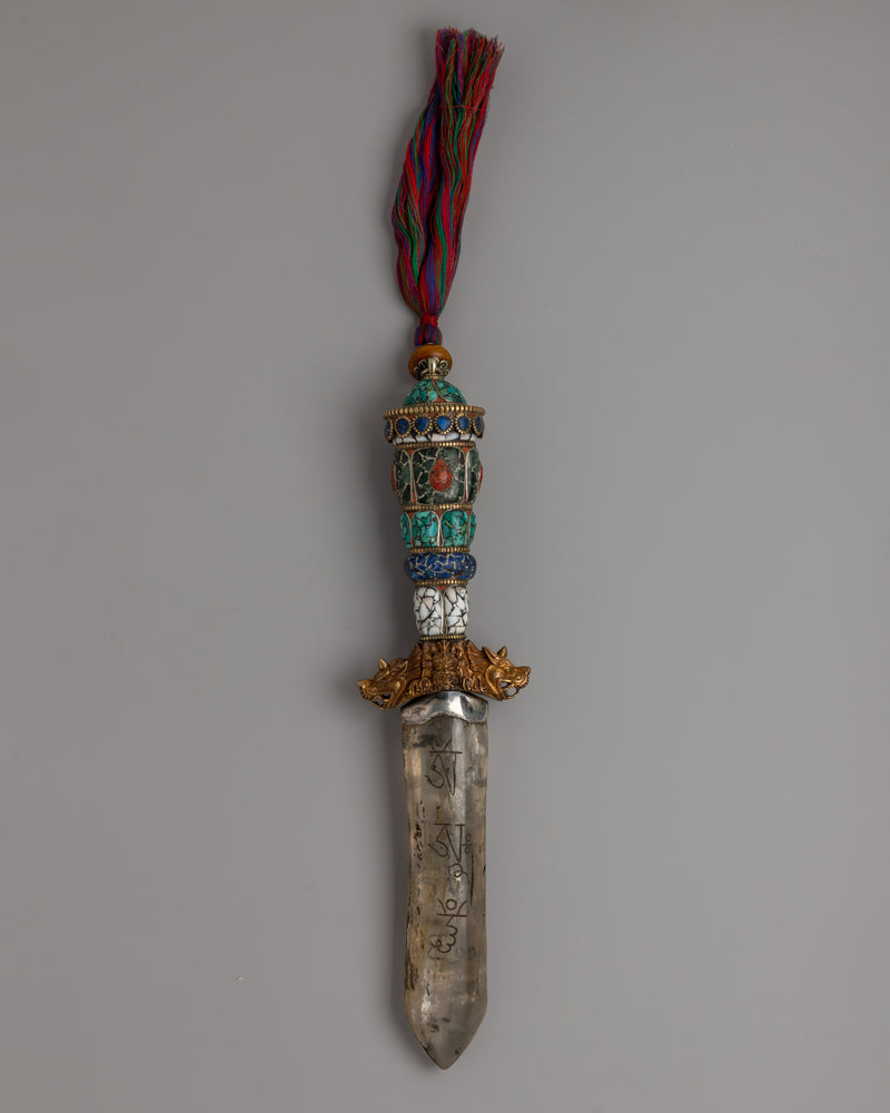 Tibetan Phurba Dagger with Crystal Blade 