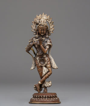 Handcrafted Krishna Copper Statue