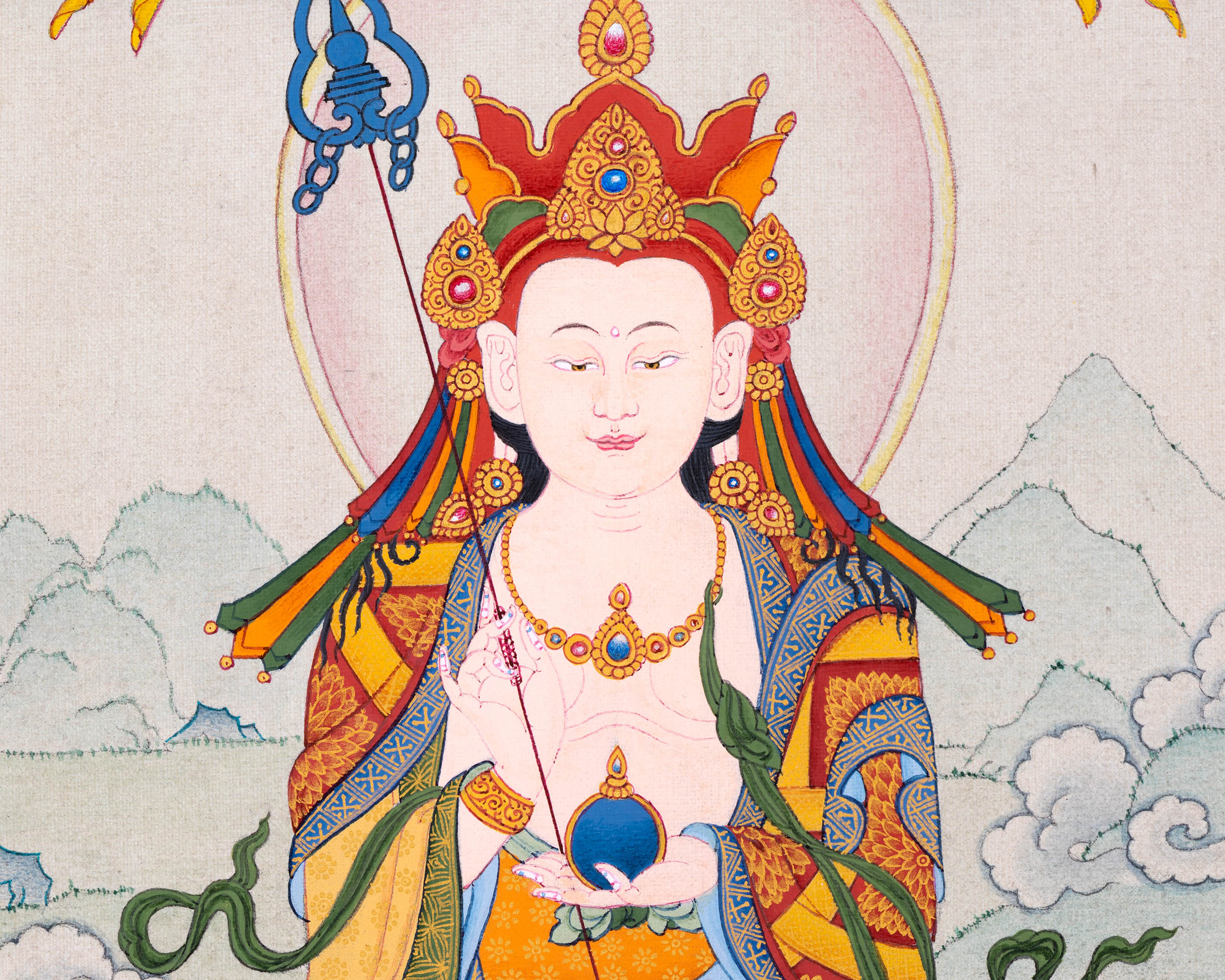 Kshitigarbha Thangka Print | The Guardian of the Earth | Bodhisattva Art Print