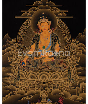 24K Gold Thangka of Kshitigarbha