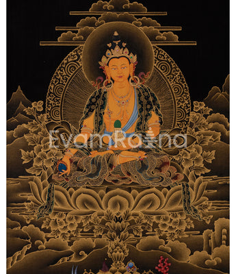 24K Gold Thangka of Kshitigarbha 