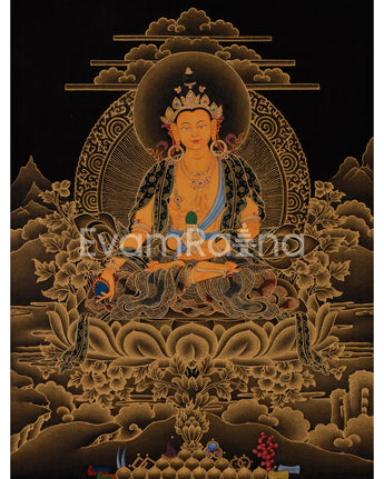 24K Gold Thangka of Kshitigarbha 
