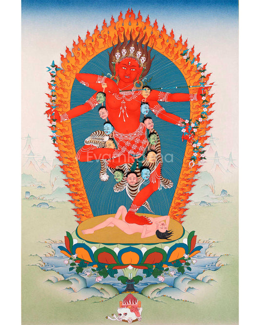 Mother Kurukulle Thangka Print | Buddhist Wall Artwork | Himalayan Wall decor