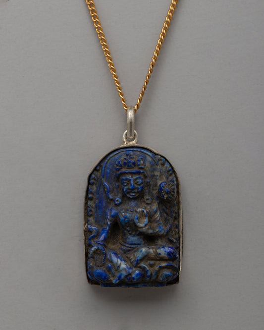 Lapis Lazuli Green Tara Pendant