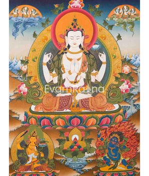 Large Chenrezig Thangka Painting