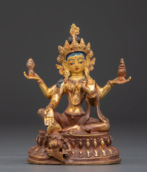 Hindu Wealth Deity Laxmi Figurine | Goddess of Prosperity and Fortune
