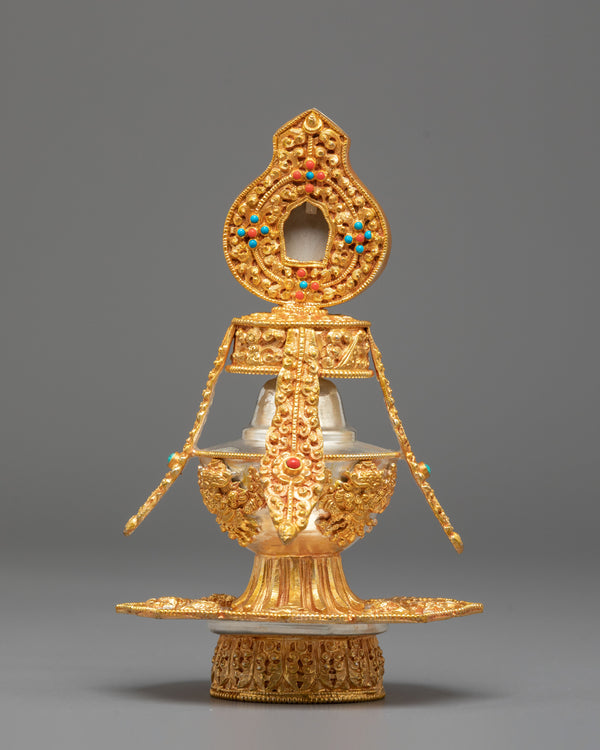 Handcrafted Life Vase Copper Art | Silver and Gold Plated Tibetan Sculpture